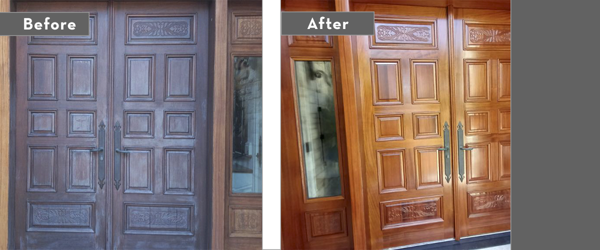 Expertly restored door with premium finish and sealing